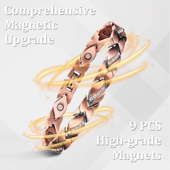 Elegant 99.99% Copper Magnetic Bracelet & Ring Set - Adjustable, Hypoallergenic - Picture 3 of 7